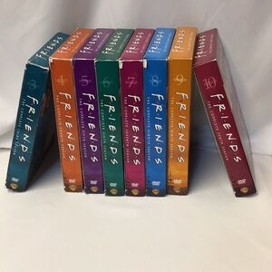 Friends DVDs complete seasons 3-10

wear to sleeves & cases but disks good
